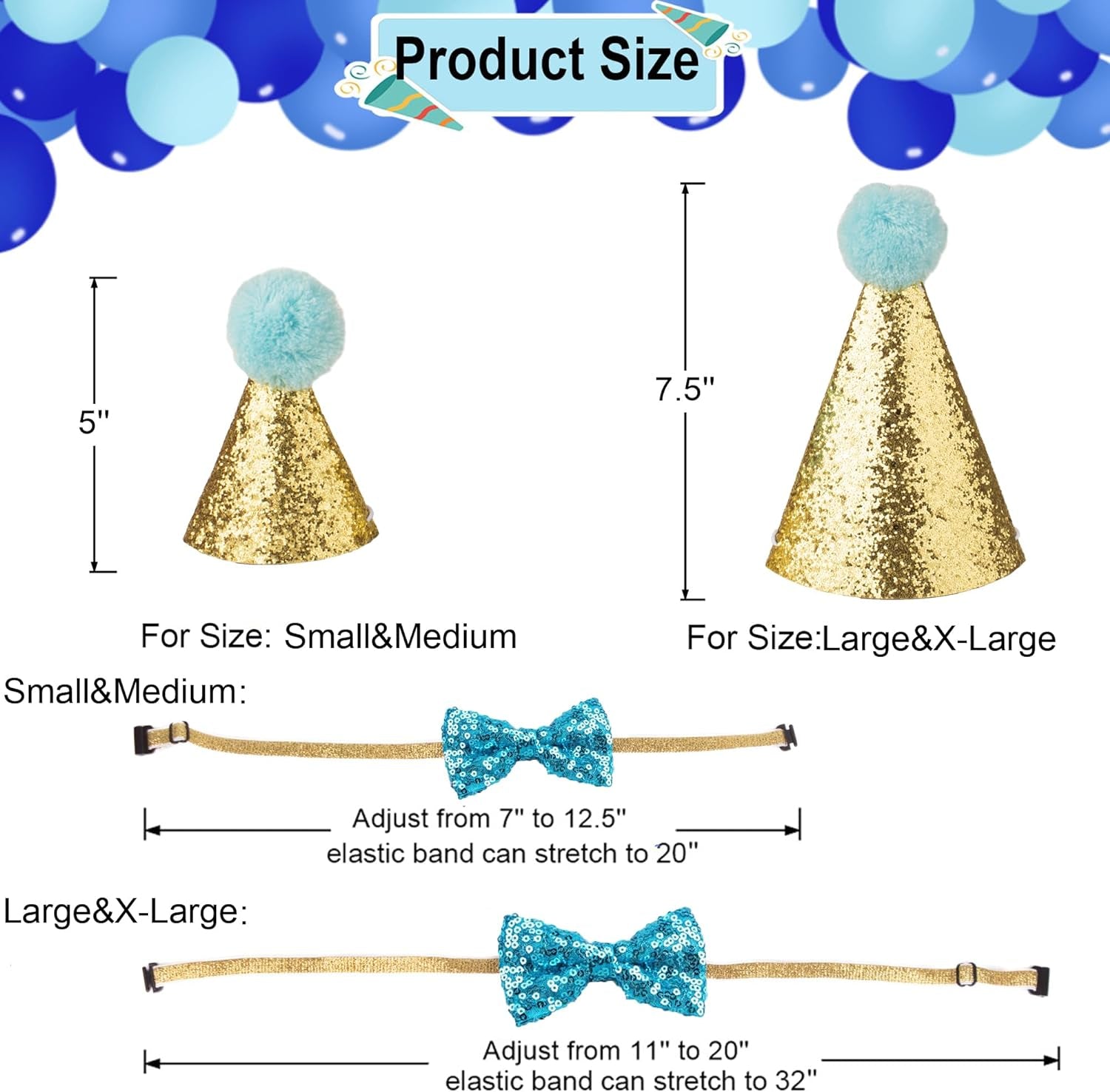 Dog Birthday Boy Bandana, Puppy 1St Birthday Party Supplies, Pet Party Hat Scarf Bowtie Banner Set for Small Medium Dogs (Small&Medium)