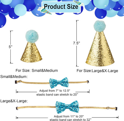 Dog Birthday Boy Bandana, Puppy 1St Birthday Party Supplies, Pet Party Hat Scarf Bowtie Banner Set for Small Medium Dogs (Small&Medium)