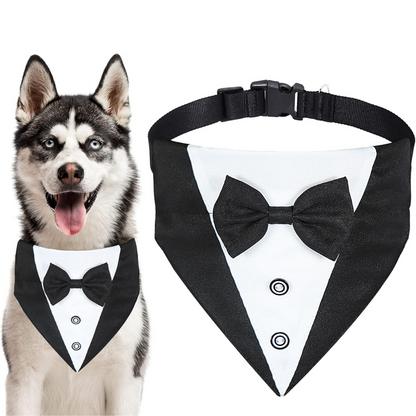 Formal Dog Tuxedo Bandana Collar with Bow Tie – Adjustable Fit for Dogs My Store