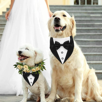 Formal Dog Tuxedo Bandana Collar with Bow Tie – Adjustable Fit for Dogs My Store