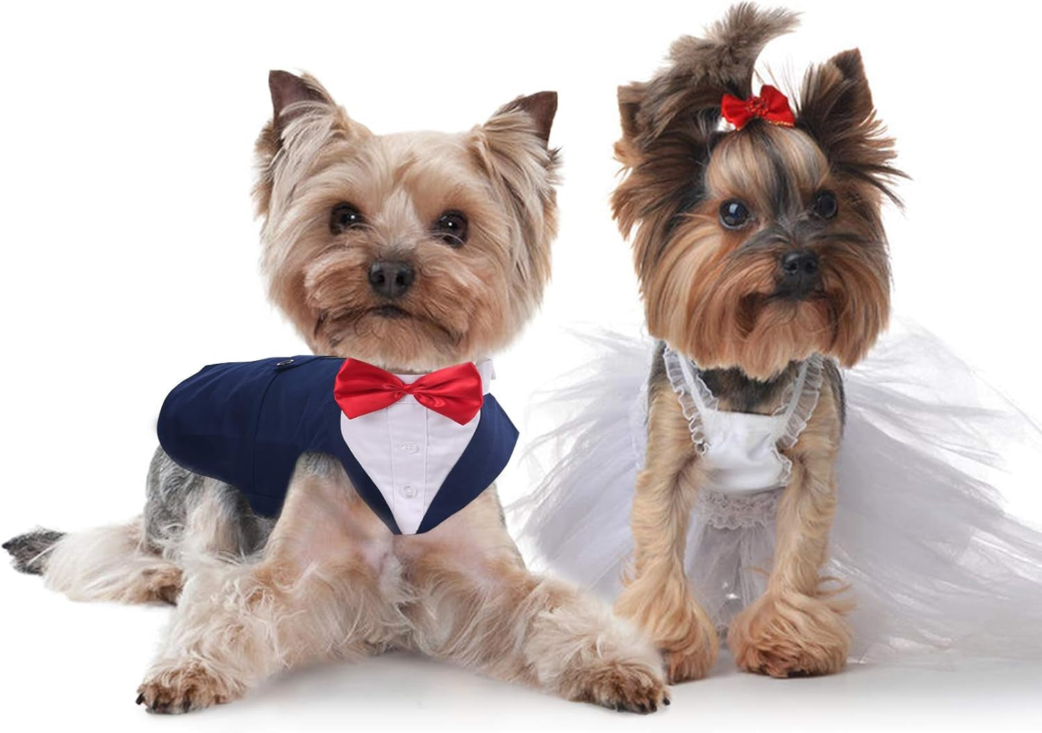 Dog Tuxedo for Small Medium Large Doggie, Detachable Dog Formal Wedding Suit with Tuxedo Vest & Bow Ties Collar & Bandana Scarf Set, Wedding Attire Shirt for Birthday Party Costume