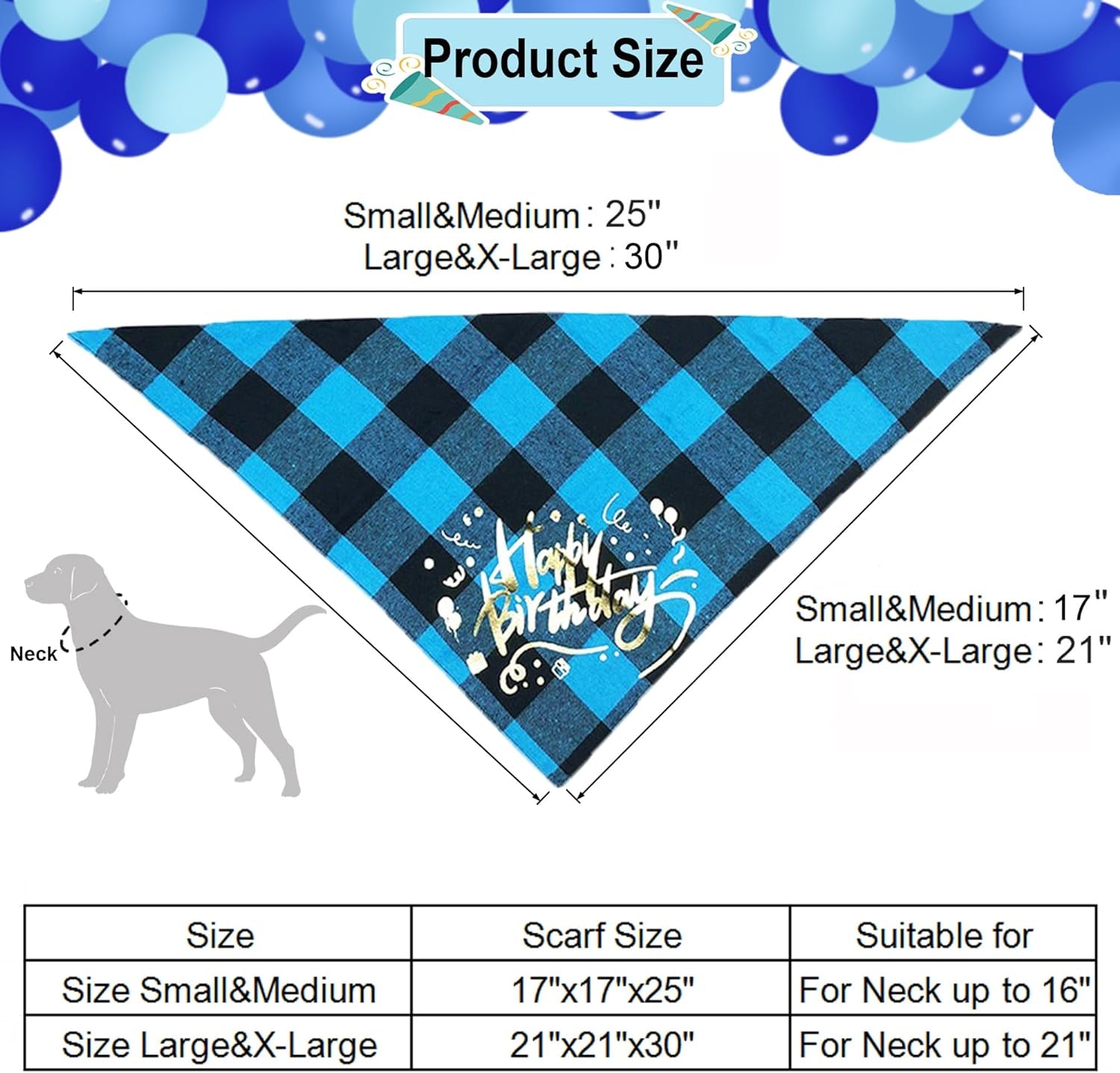 Dog Birthday Boy Bandana, Puppy 1St Birthday Party Supplies, Pet Party Hat Scarf Bowtie Banner Set for Small Medium Dogs (Small&Medium)